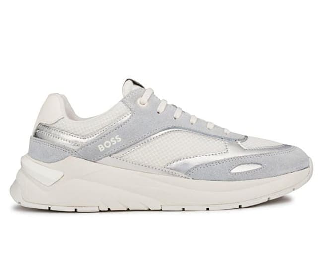Hugo Boss Skylar Mixed Material Trainers Womens Pale Blue