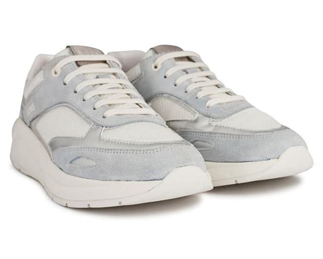 Hugo Boss Skylar Mixed Material Trainers Womens Pale Blue