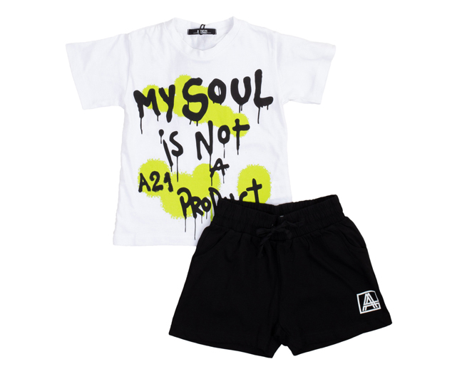 Attic 21 Co-ords Boys White Black