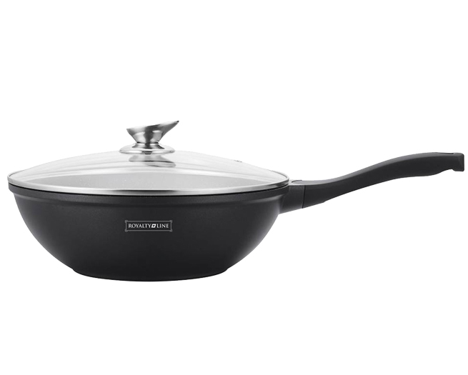 Royalty Line RL-BW32M; Marble Coating Wok with Glass Lid 32 cm