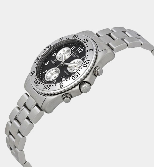 Certina Watch Mens Black Silver