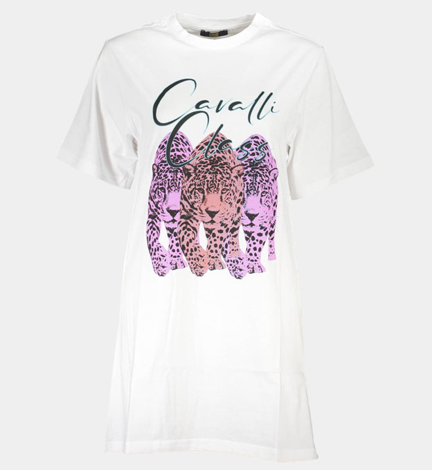 Cavalli Class Dress Womens White Pink Black