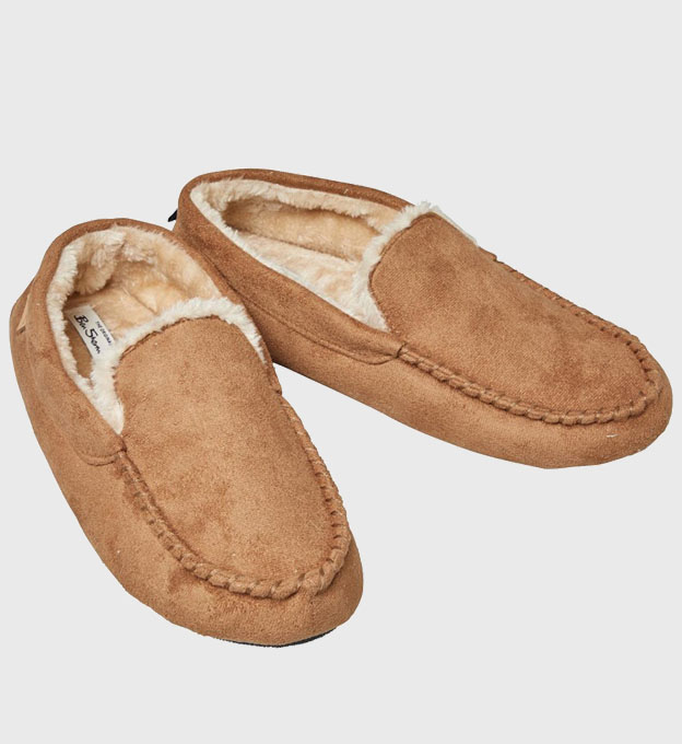 Ben Sherman Moccasin Slippers Mens Tan Light Beige