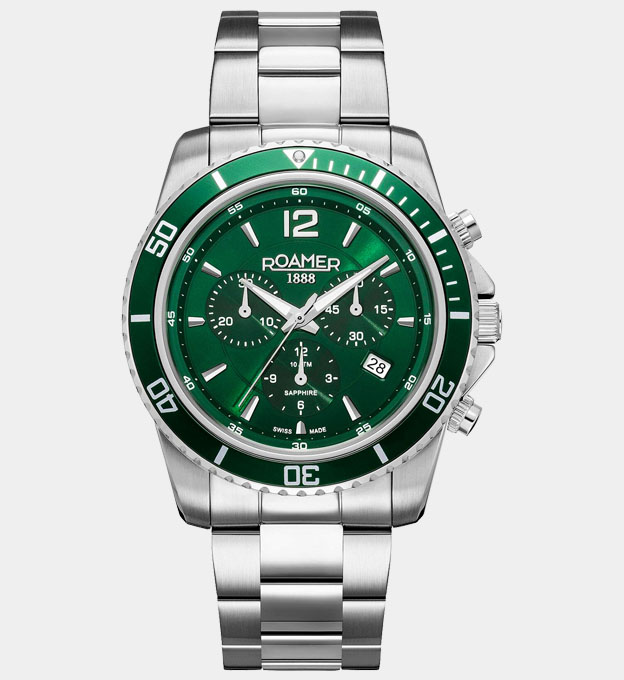 Roamer Watch Mens Bottle Green Silver Grey
