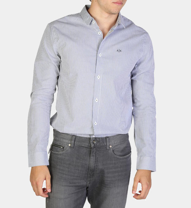 Armani Exchange Shirt Mens Blue White