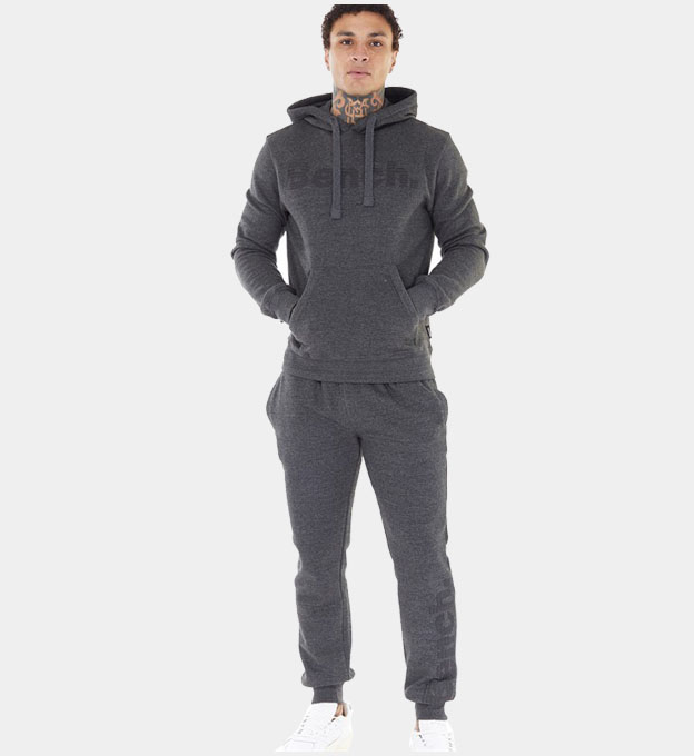 Bench Tracksuit Mens Charcoal Marl Black