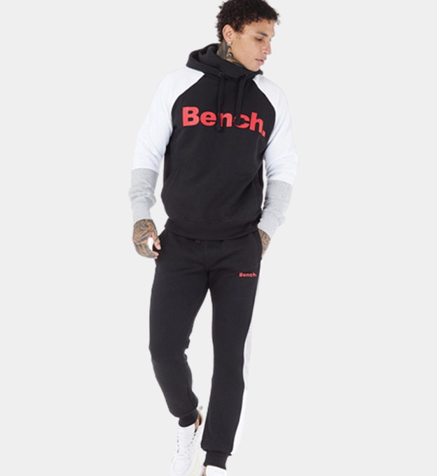 Bench Tracksuit Mens Black Grey White