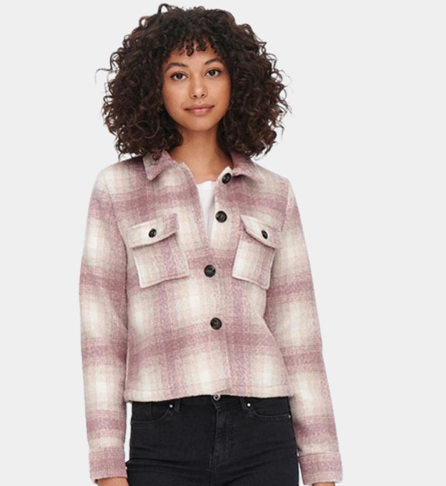 Only Overshirt Womens Pink White
