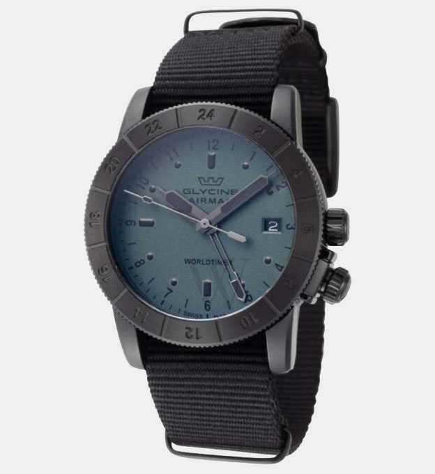 Glycine Watch Mens Black Grey