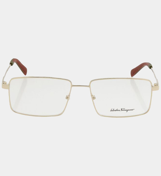 Salvatore Ferragamo Optical Frames Mens Shiny Gold