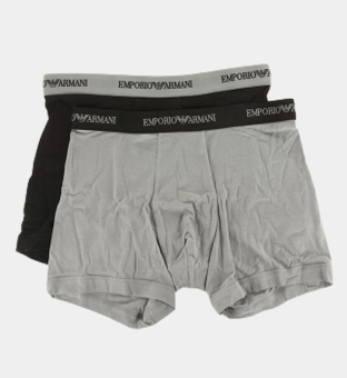 Emporio Armani 2 Pack Boxers Mens Black Grey