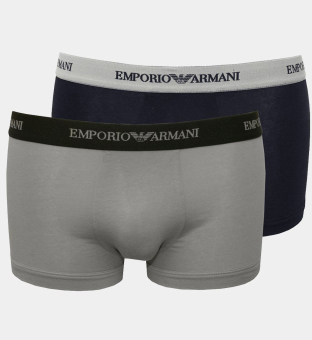 Emporio Armani 2 Pack Boxers Mens Grey Navy Blue