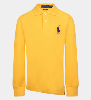 Ralph Lauren Big Pony Long Sleeve Polo Shirt Mens Yellow