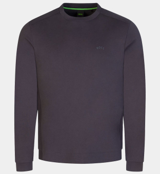 Hugo Boss Salbo Curved Sweatshirt Mens Black Dark Grey