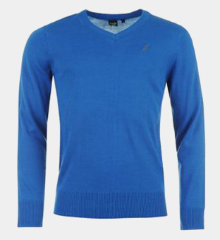 Propeller V-Neck Knitted Sweater Mens Royal Blue
