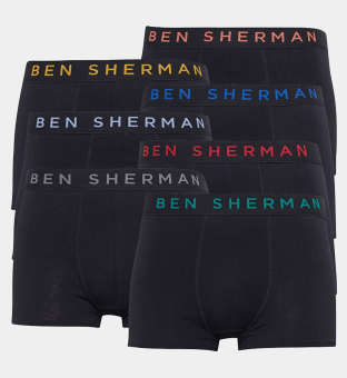 Ben Sherman 7 Pack Boxers Mens Dark Black