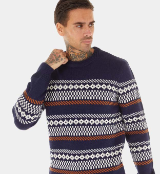 Ben Sherman Jumper Mens Navy White Brown