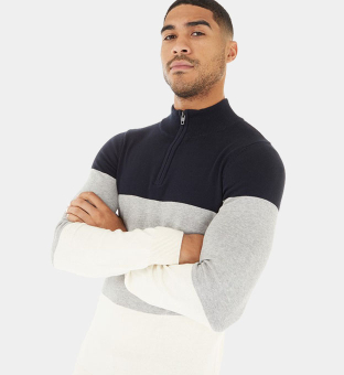 French Connection Jumper Mens Black Light Grey