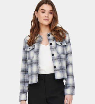 Only Overshirt Womens Grey Blue White