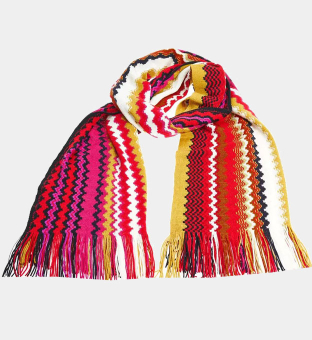 Missoni Scarf Womens White Red Pink Gold 