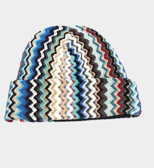 Missoni Beanie Unisex White Royal Blue Grey
