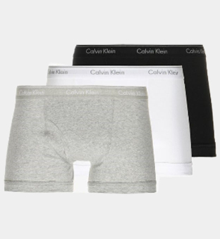 Calvin Klein 3 Pack Trunks Mens Grey Back