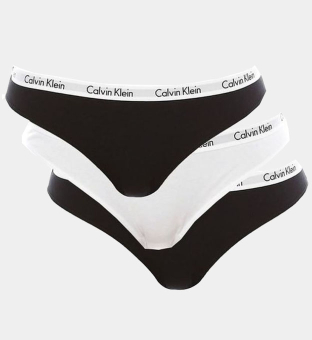 Calvin Klein 3 Pack Thongs Womens Black White