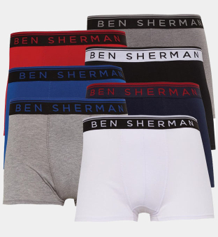 Ben Sherman 7 Pack Boxers Mens Black/_White/_Navy/_Charcoal Grey/_Blue/_Red/_Light Grey Marl