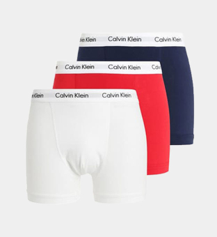 Calvin Klein 3 Pack Boxers Mens White Red Ginger