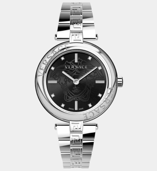 Versace Watch Womens Silver Grey Black