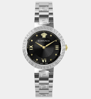 Versace Watch Womens Black Silver Grey