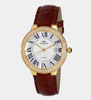 Oniss Watch Womens White Gold Brown