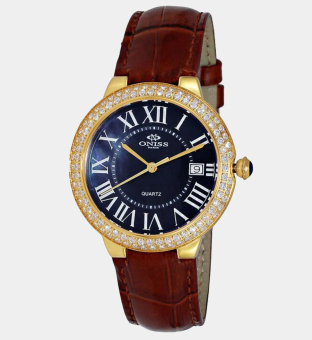 Oniss Watch Womens Gold Blue Brown