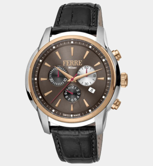 Ferre Milano Watch Mens Brown Silver Black