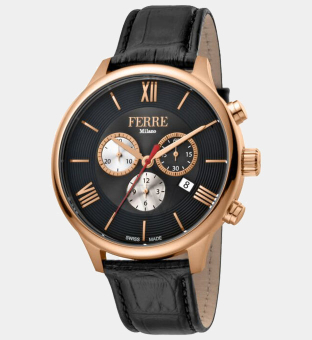 Ferre Milano Watch Mens Black Rose Gold