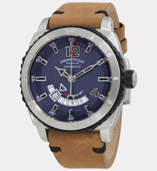 Armand Nicolet Watch Mens Silver Blue Brown